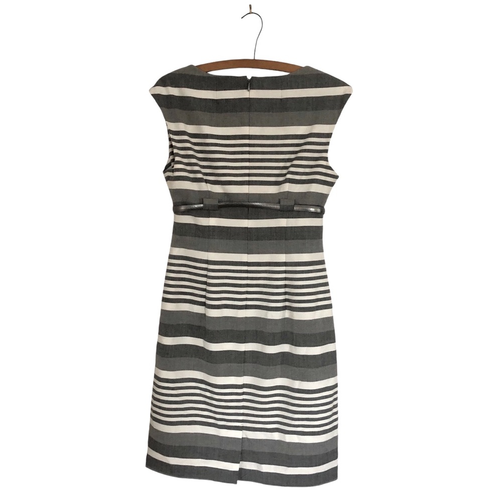 Calvin Klein Gray/White Striped Shortsleeve Belted Dress Size 6P - Picture 2 of 8